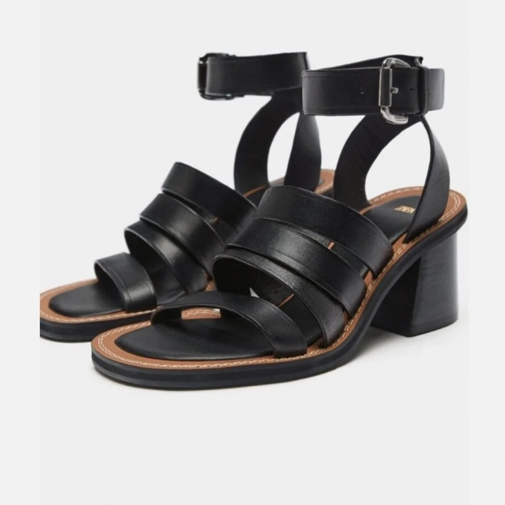 Zara limited edition pure leather strappy sandals - Picture 3 of 8